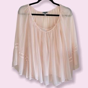 Chelsea28 Flowy Blouse Light Pink Bell Sleeves Chiffon